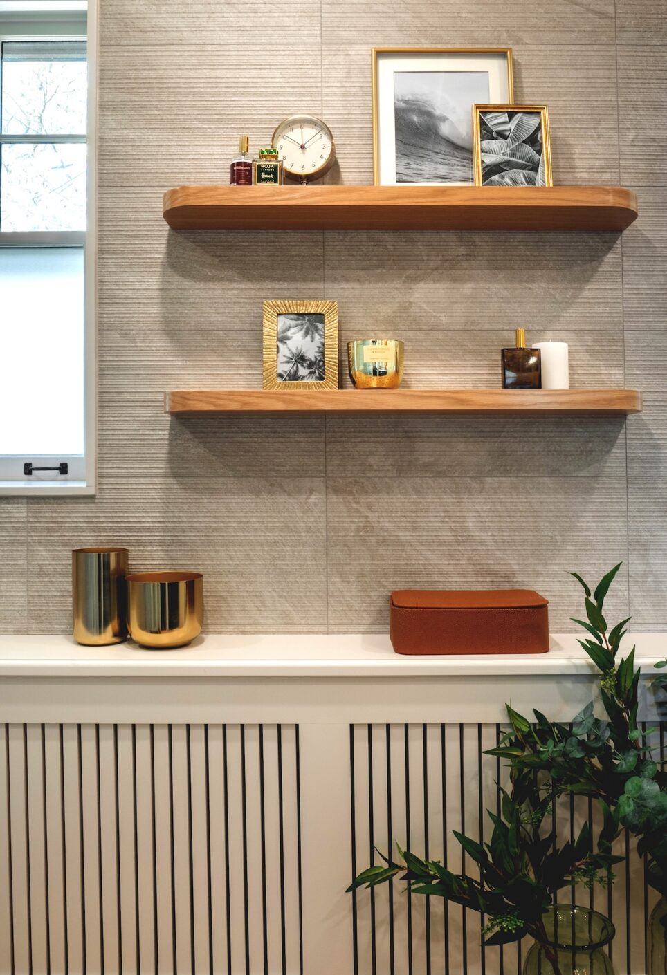 Design By The Jonathans Floating Shelves In Bathroom