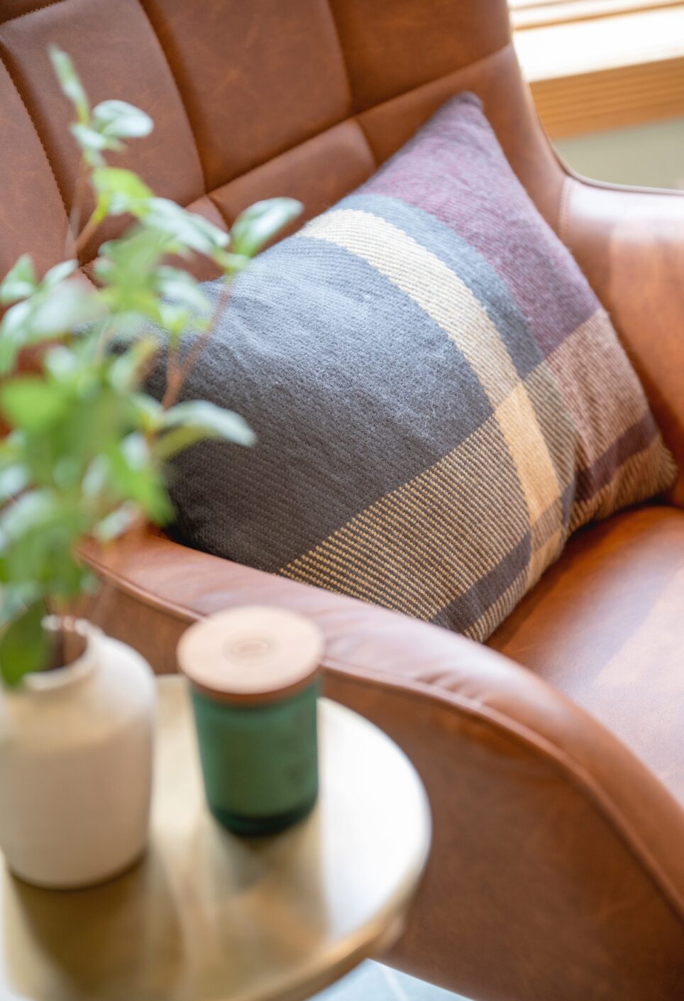 Accent Chair With Pillow In Waiting Room