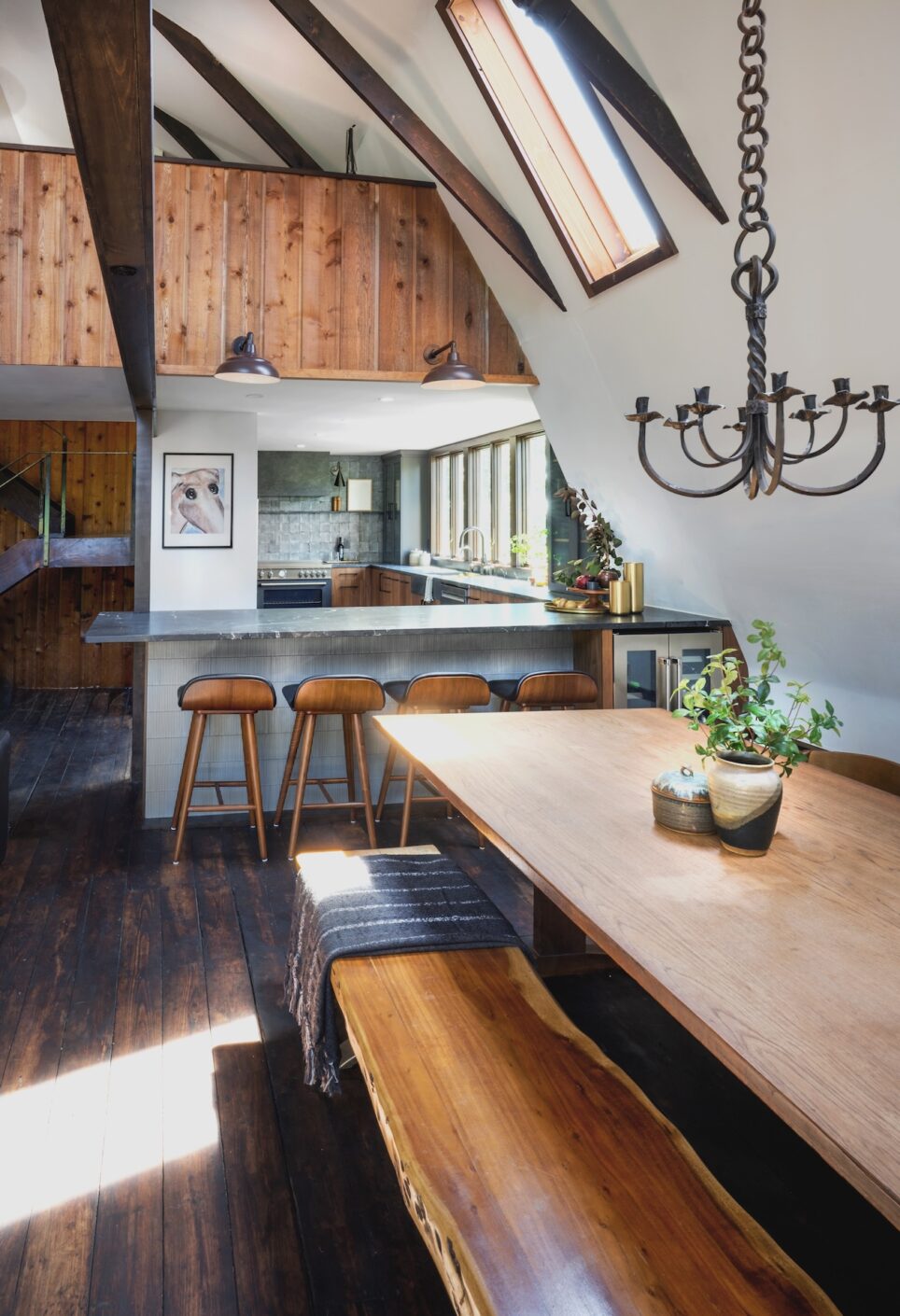 bench seat dining table natural wood live edge