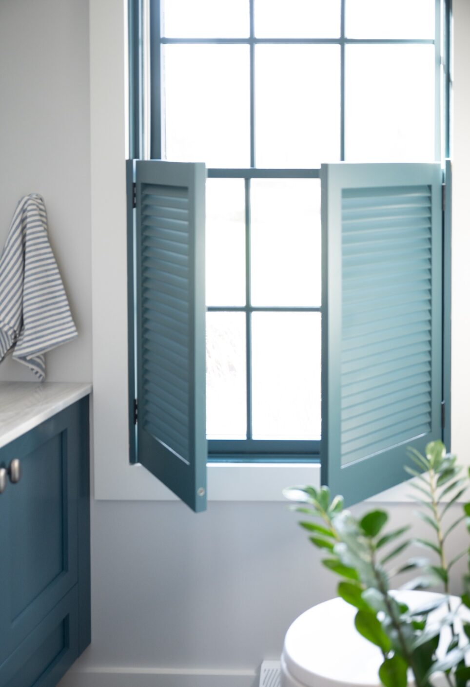Blue Shutters Powder Room Interior Design