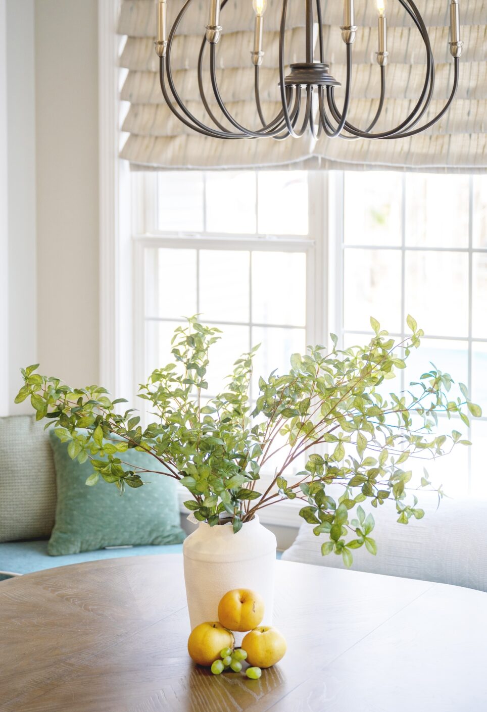 Dining Table Vase With Peaches And Grapes