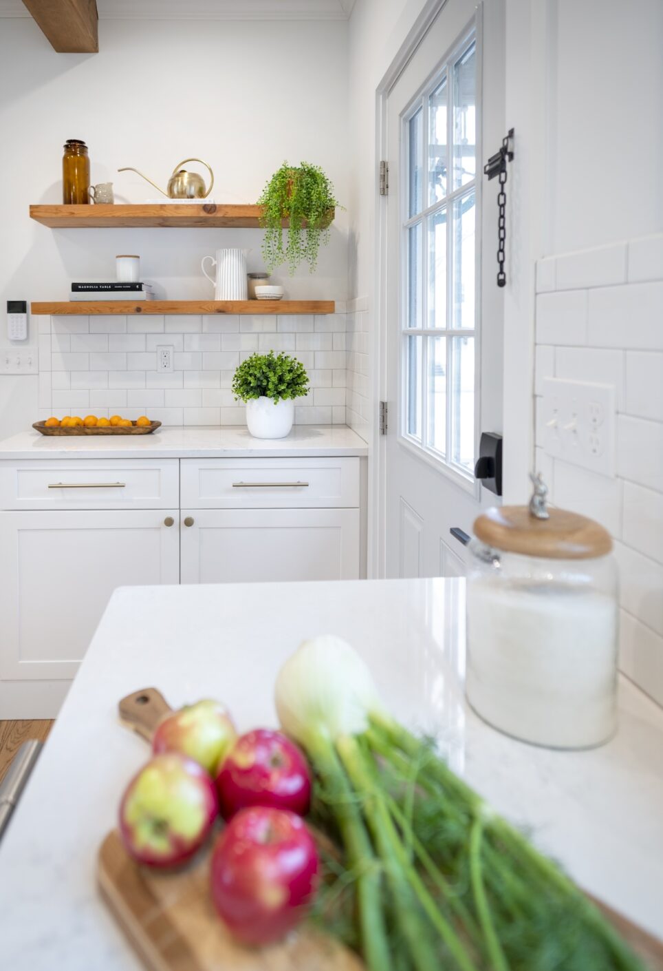 Fresh Produce Kitchen Countertop And Floating Shelves