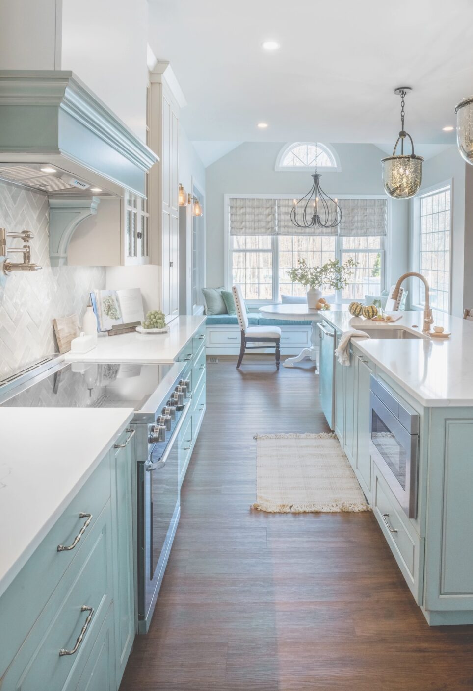 Kitchen Wood Floors Tiffany Blue Cabinetry