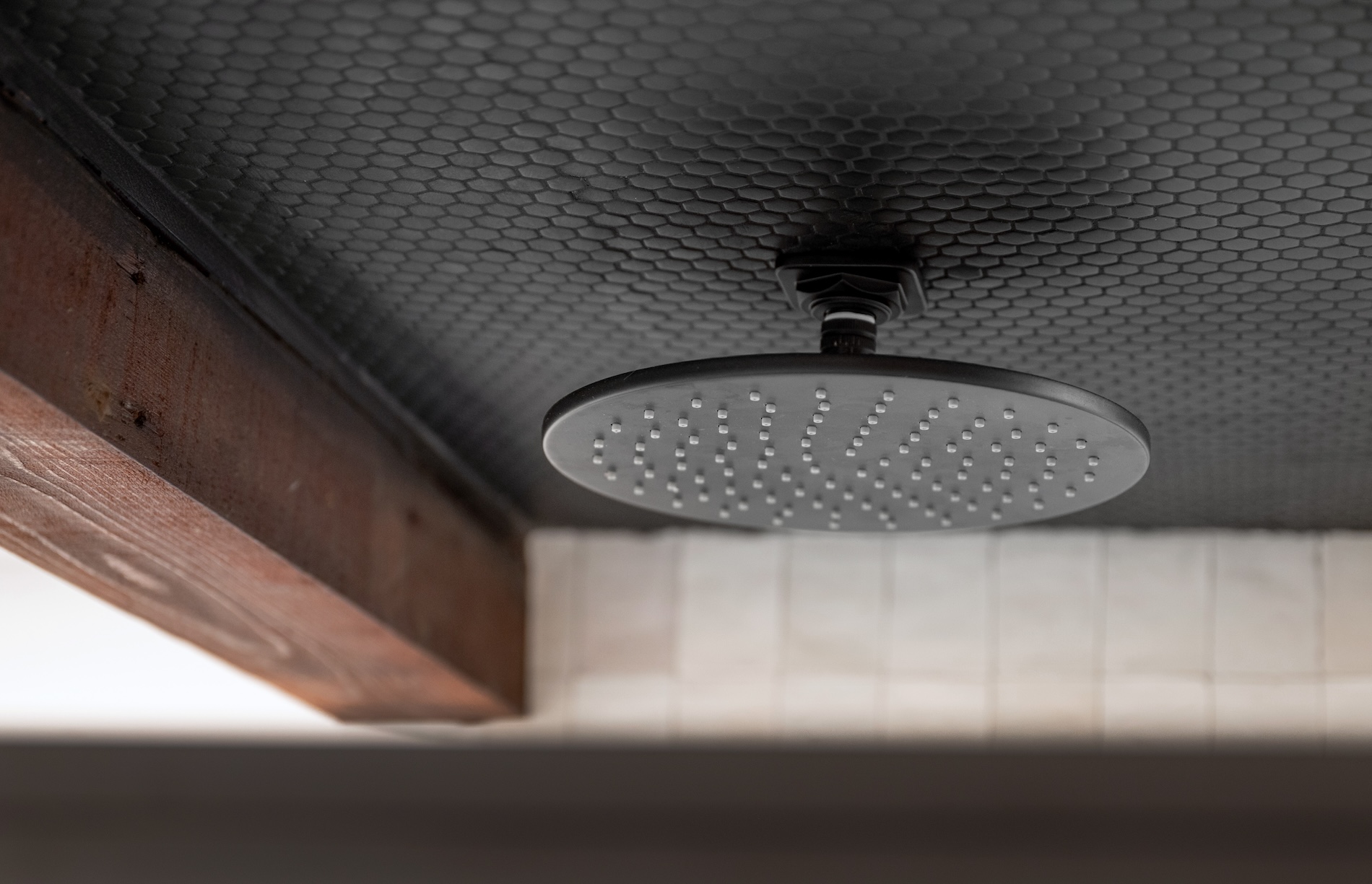 Waterfall Shower Head Black Ceiling