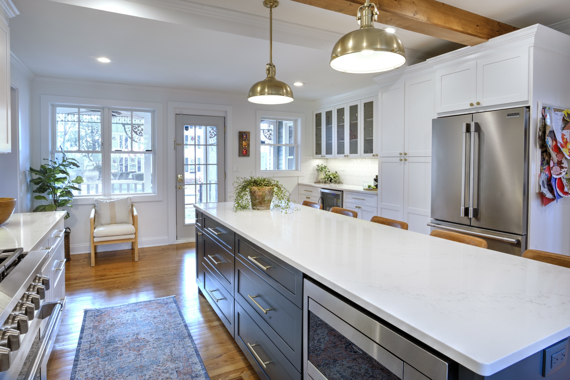 White Countertops Rustic Kitchen Design By The Jonathans
